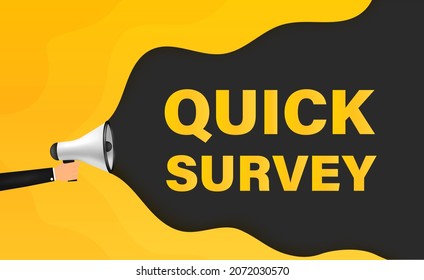 
Quick survey megaphone yellow banner. Vector illustration.
