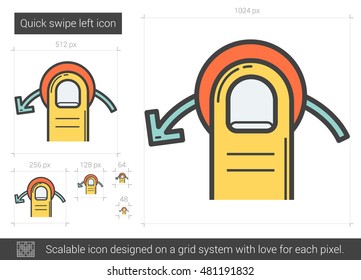 Quick swipe left vector line icon isolated on white background. Quick swipe left line icon for infographic, website or app. Scalable icon designed on a grid system.