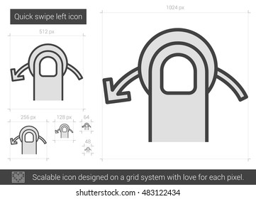 Quick swipe left vector line icon isolated on white background. Quick swipe left line icon for infographic, website or app. Scalable icon designed on a grid system.