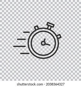 Quick time icon. Fast deadline. Rapid line symbol isolated on transparent background. Vector.