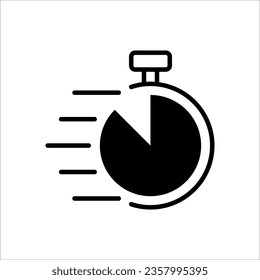 quick time icon, fast deadline, rapid line symbol on white background