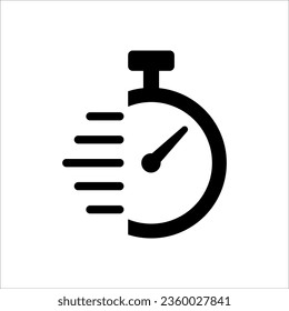 quick time icon, fast deadline, rapid line symbol on white background