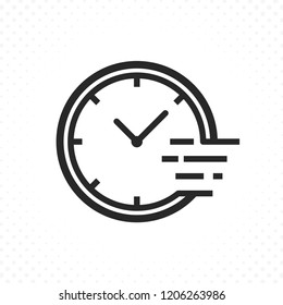 Quick time icon. Fast time symbol, Fast clock icon. Time efficiency symbol in linear style