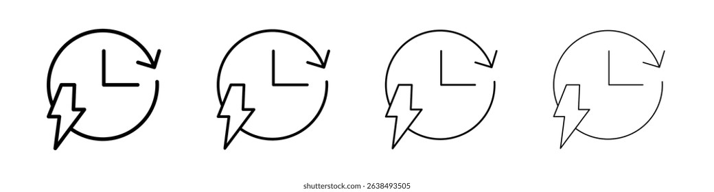 Quick time icon Outline sign symbol set