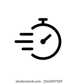 Quick time icon. Rapid line symbol. Countdown timer icon. Speed time vector icon isolated on white background.