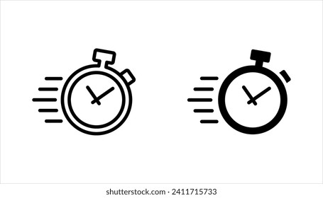 Quick Time Icon Set, schnelle Deadline, Vektorgrafik auf weißem Hintergrund