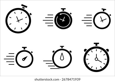quick time Icon set .Symbol isolated white background. vector illustration. color editable.	
