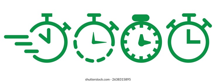quick time icon, speed time vector icons set isolated on white background - vector 10 eps.