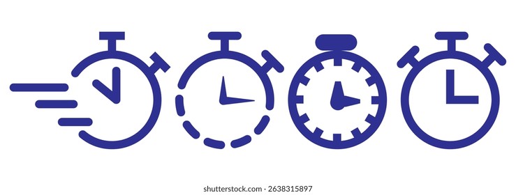 quick time icon, speed time vector icons set isolated on white background - vector 10 eps.