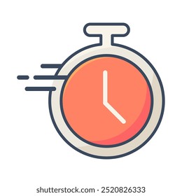 Icono de tiempo rápido. Cronómetro, Entrega rápida, Express, Temporizador, Cronómetro, Tiempo, Reloj, Rápido, Deportes. Ilustración de icono de Vector