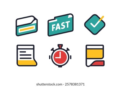 Quick Time Speed Icons | Deadline Symbol Vector Illustration