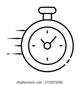 Quick timer line icon. Fast stopwatch icon