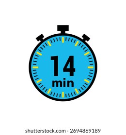 timer rápido mostrando 14 minutos para cozimento rápido, exercício ou reuniões ícone de lembrete em branco