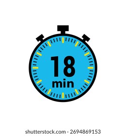 timer rápido mostrando 18 minutos para cozinhar rápido, exercícios ou reuniões ícone de lembrete em branco