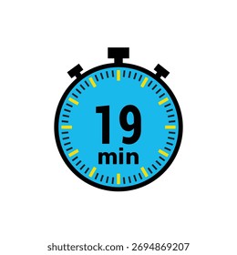 timer rápido mostrando 19 minutos para cozinhar rápido, exercícios ou reuniões ícone de lembrete em branco