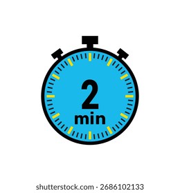 quick timer showing 2 minutes for fast cooking, exercise, or meetings reminder icon on white