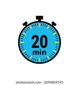 timer rápido mostrando 20 minutos para cozimento rápido, exercícios ou reuniões ícone de lembrete em branco