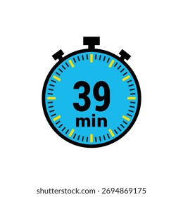 quick timer showing 39 minutes for fast cooking, exercise, or meetings reminder icon on white