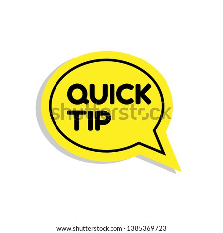 Quick tip , emblem, label, badge,sticker. Quick tip paper origami speech bubble. Quick tip tag. 