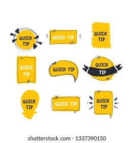 Quick tip in grunge style. Education idea vector concept set. Business concept isolated on white background. Solution symbol.