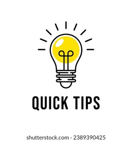 Quick tip hint vector icon bulb. Fact tip idea line icon logo guide