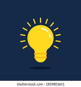 quick tip icon with yellow light bulb. flat trend modern simple logotype graphic design isolated on blue. concept of efficient knowledge or smart brainstorming and being creativity and new aha moment