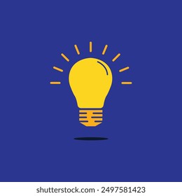 quick tip icon with yellow light bulb. flat trend modern simple logotype graphic design isolated on blue. concept of efficient knowledge or smart