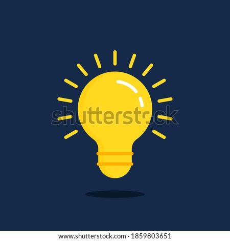 quick tip icon with yellow light bulb. flat trend modern simple logotype graphic design isolated on blue. concept of efficient knowledge or smart brainstorming and being creativity and new aha moment