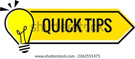 Quick tip logo with light bulb. Quick tips, tooltips, useful tricks, and hints for websites. Vector icon of solution, advice. Useful ideas, solutions and tricks. Top tip advice note icon.