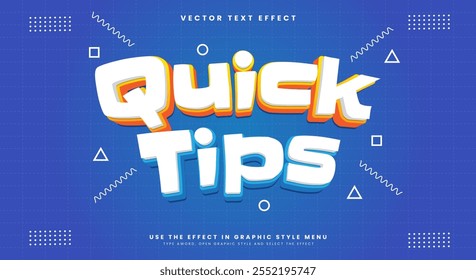 Dicas rápidas 3d Cartoon Style Editável efeito de texto modelo vetor premium