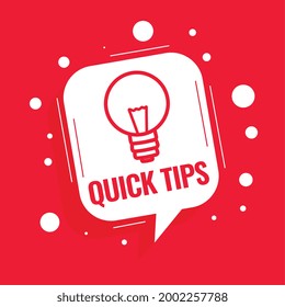 Quick tips advice with lightbulb on red background