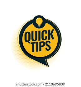 Quick tips advice with lightbulb on white background