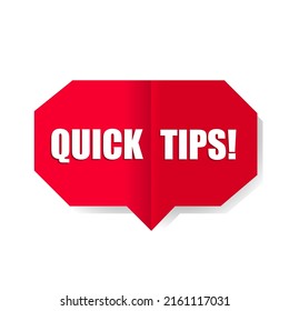 Quick tips advice. Quality design elements. concept of message or label like new knowledge and study practice. Flat style vector illustration on white background.