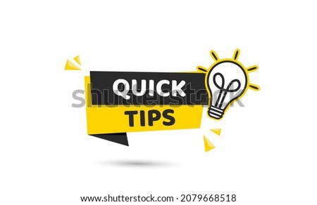 
Quick tips advice yellow banner with lightbulb on white background. Vector design
