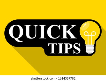Quick Tips badge, banner with light bulb Illustration Vector