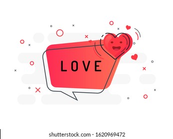 
Quick Tips badge with heart and speech bubble. Trendy flat vector on white background. Vector Illustration. 