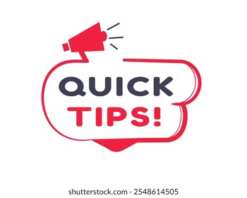 Quick tips badge, label icon flat style isolated for Advertising, Promo, banner vector template or web element.