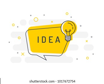 Quick Tips badge with light bulb and speech bubble. Trendy flat vector on white background. Vector Illustration. 