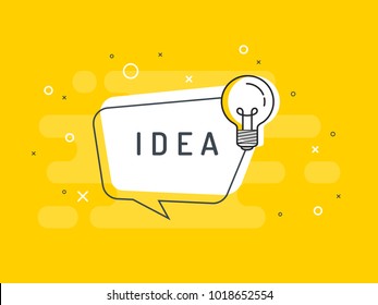 Quick Tips badge with light bulb and speech bubble. Trendy flat vector on yellow background. Vector Illustration. 