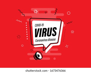 Quick Tips badge with Loudspeaker. Illustrations concept coronavirus COVID-19. Virus wuhan from China. Alert on Pandemia. 