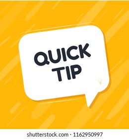 Quick Tips badge with speech bubble. Modern advice vectorillustration