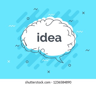 Quick Tips badge with speech bubble idea brain. Trendy flat vector on white background. Smart concept vector illustration.