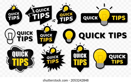 Quick tips badge. Vector illustration