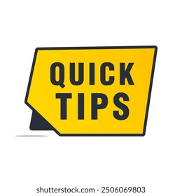Quick Tips banner with bulb and speech bubble vector illustration.