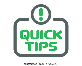 Quick tips banner with exclamation mark icon. Flat design style vector.