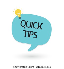 Quick Tips banner with light bulb. Vector
