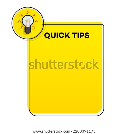 Quick tips banner light bulb vector modern style