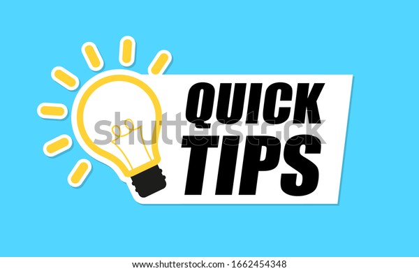Quick\
Tips banner with light bulb. Vector\
background.