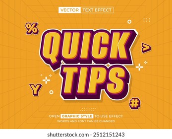 quick tips editable text, font effect, 3d text for title
