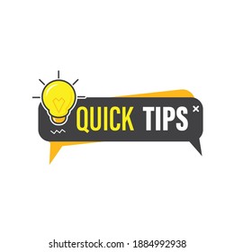 Quick tips flat label design template, helpful tips, quick tricks banner